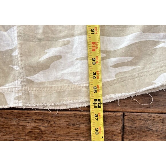 Splendid Tan White Camo Linen Blend Sleeveless Fray Hem Mini Dress Medium - Picture 7 of 8